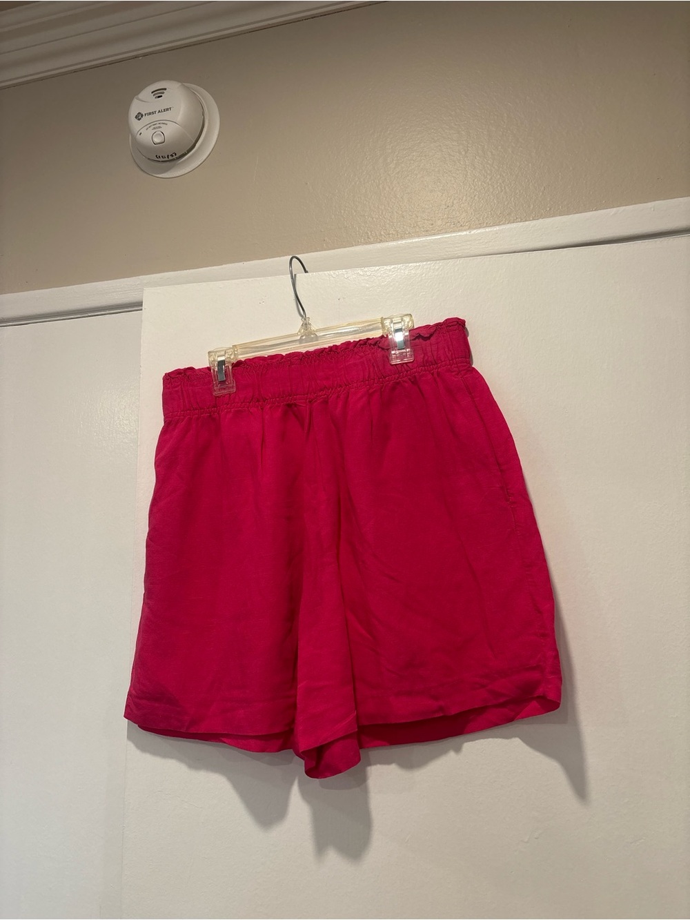 H&M Pink High-Waist Linen Shorts